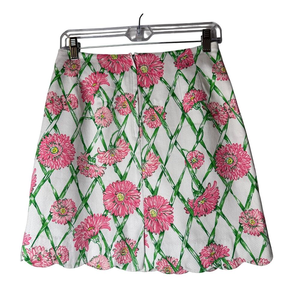 Lilly Pulitzer Daisy Trellis Scalloped Skirt Pink and Green Size 6 - Picture 3 of 8
